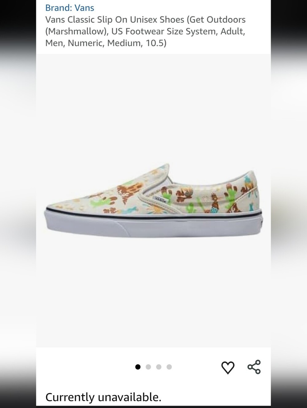 Vans "Get on Outdoors" Marshmallow Unisex Slip Ons, 8/9.5 - Picture 2 of 13